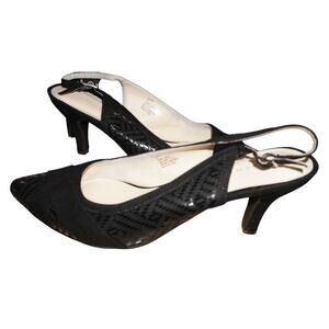 Karen Scott Ghyen Black Slingback Heels Size 10 Women’s Pointed Toe Kitten Pump